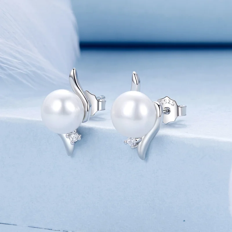 (изображение за) Обеци с естествени перли в стил PANDORA - BSE961 - Преглед 2
