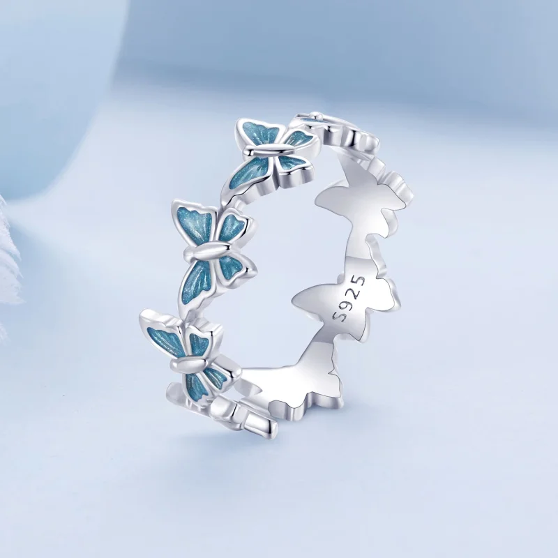 (изображение за) Пръстен със синя пеперуда в стил PANDORA - BSR508 - Преглед 2