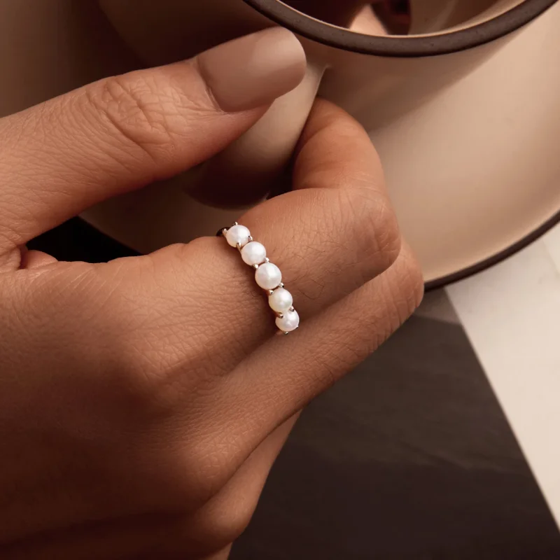 (изображение за) Пръстен с естествена перла в стил PANDORA - BSR510 - Преглед 9