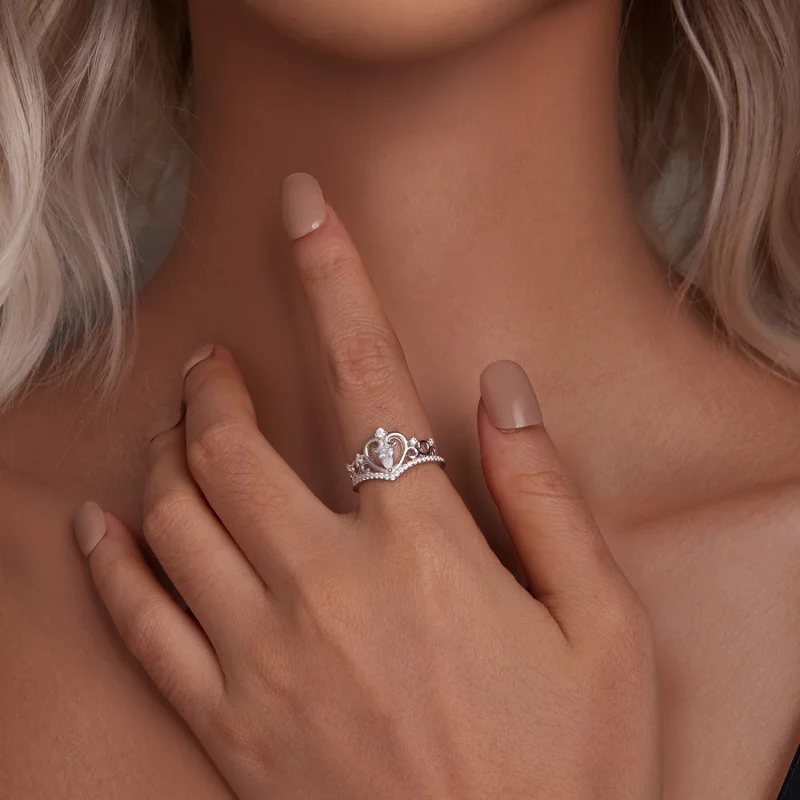 (изображение за) Пръстен корона в стил PANDORA - BSR511 - Преглед 8