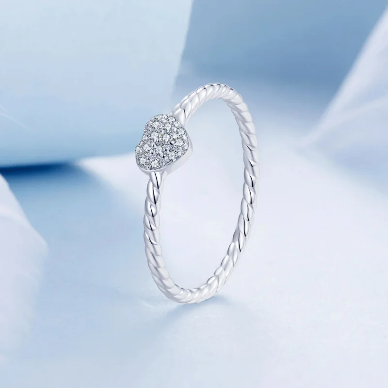 (изображение за) Блестящ пръстен със сърце в стил PANDORA - BSR516 - Преглед 2