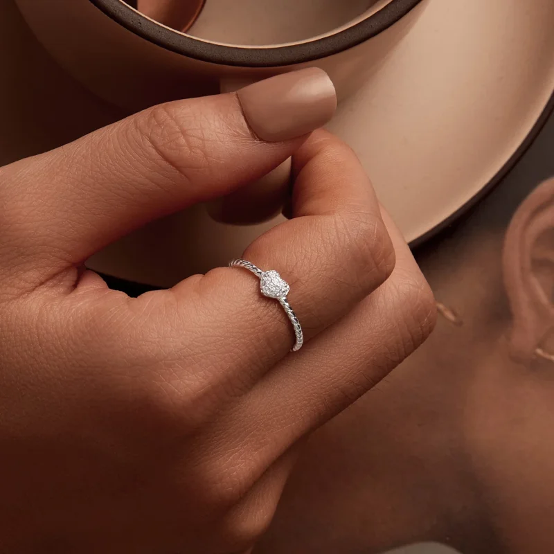 (изображение за) Блестящ пръстен със сърце в стил PANDORA - BSR516 - Преглед 8