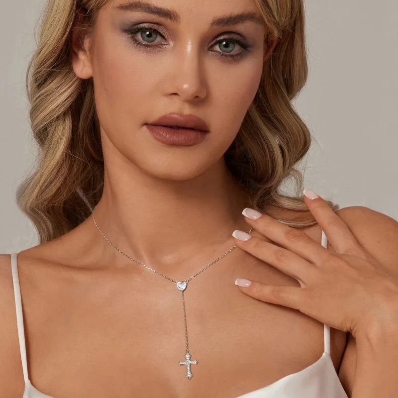 (изображение за) Колие с кръст в стил PANDORA - BSN384 - Преглед 6