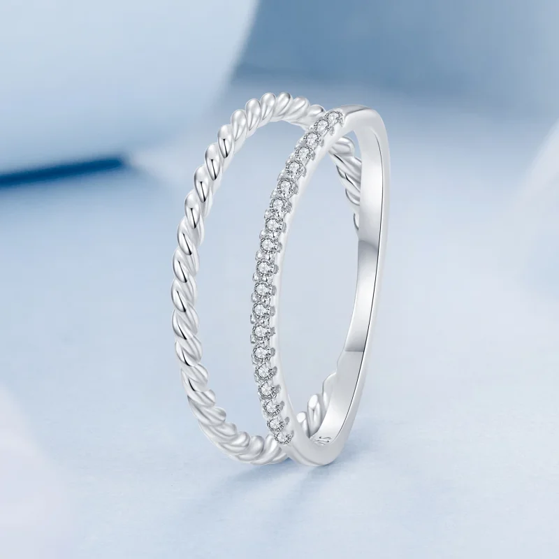 (изображение за) Двупластов изискан пръстен в стил PANDORA - BSR541 - Преглед 2