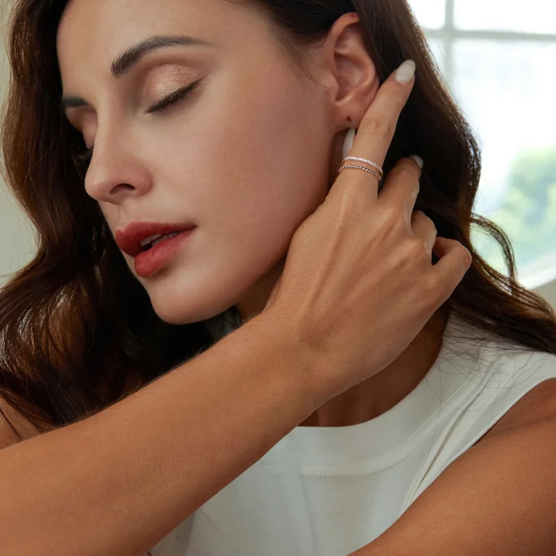 (изображение за) Двупластов изискан пръстен в стил PANDORA - BSR541 - Преглед 7