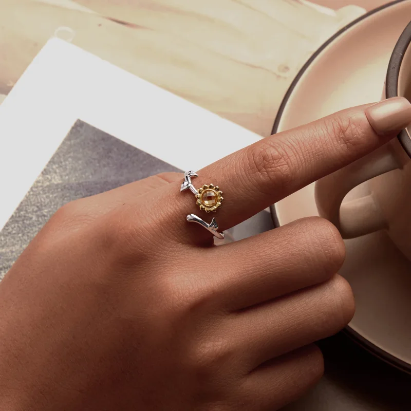 (изображение за) Пръстен със слънчоглед в стил PANDORA - BSR549-E - Преглед 5