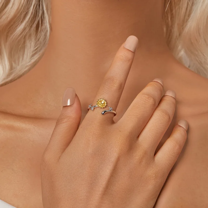 (изображение за) Пръстен със слънчоглед в стил PANDORA - BSR549-E - Преглед 6