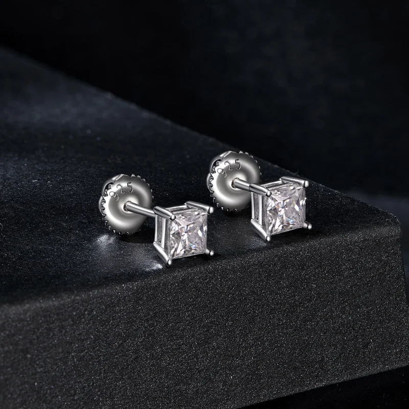 (изображение за) Обеци от стил PANDORA Princess Moissanite (два сертификата) - MSE047-L - Преглед 2