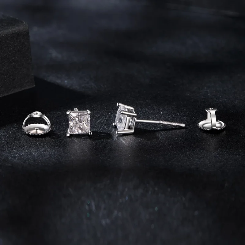 (изображение за) Обеци от стил PANDORA Princess Moissanite (два сертификата) - MSE047-L - Преглед 4