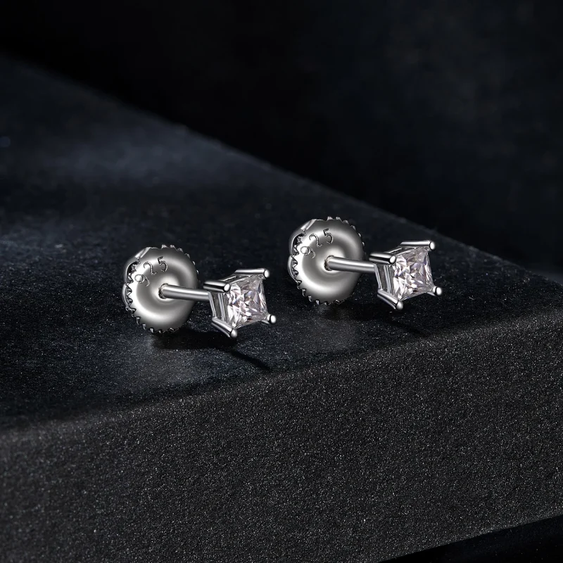 (изображение за) Обеци от стил PANDORA Princess Moissanite (един сертификат) - MSE047-S - Преглед 2