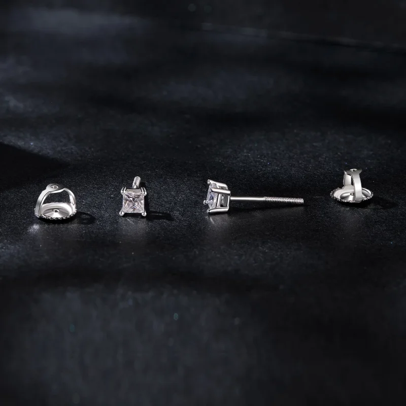 (изображение за) Обеци от стил PANDORA Princess Moissanite (един сертификат) - MSE047-S - Преглед 4