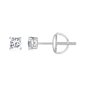 Обеци от стил PANDORA Princess Moissanite (един сертификат) - MSE047-S (изображение за) Обеци от стил PANDORA Princess Moissanite (един сертификат) - MSE047-S