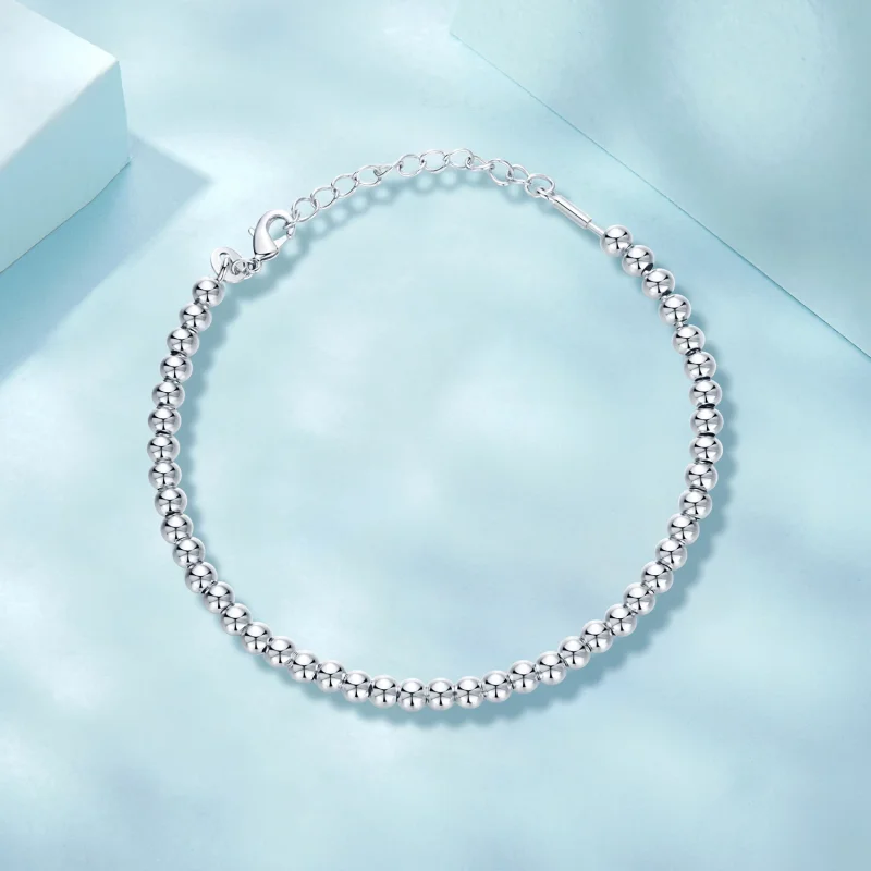 (изображение за) Основна верига със сребърни мъниста в стил PANDORA - SCB267 - Преглед 3