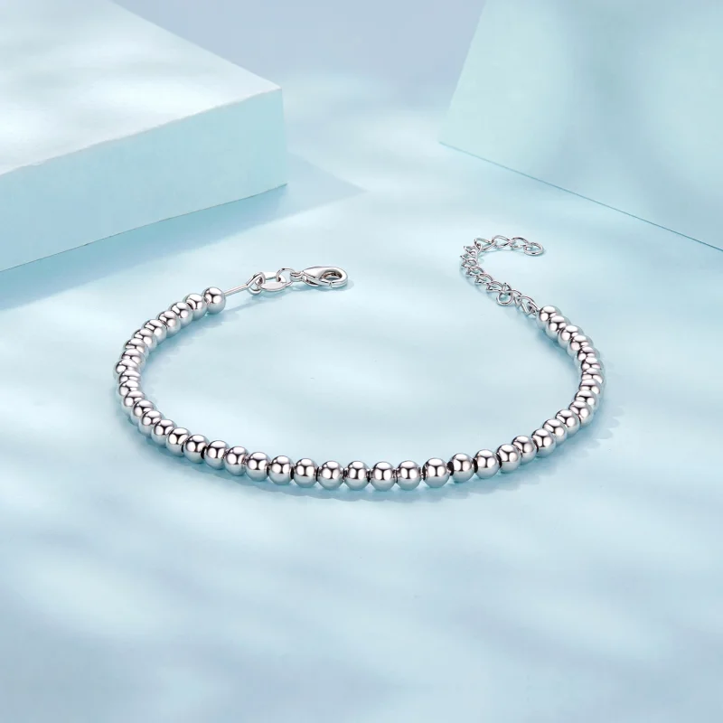 (изображение за) Основна верига със сребърни мъниста в стил PANDORA - SCB267 - Преглед 4