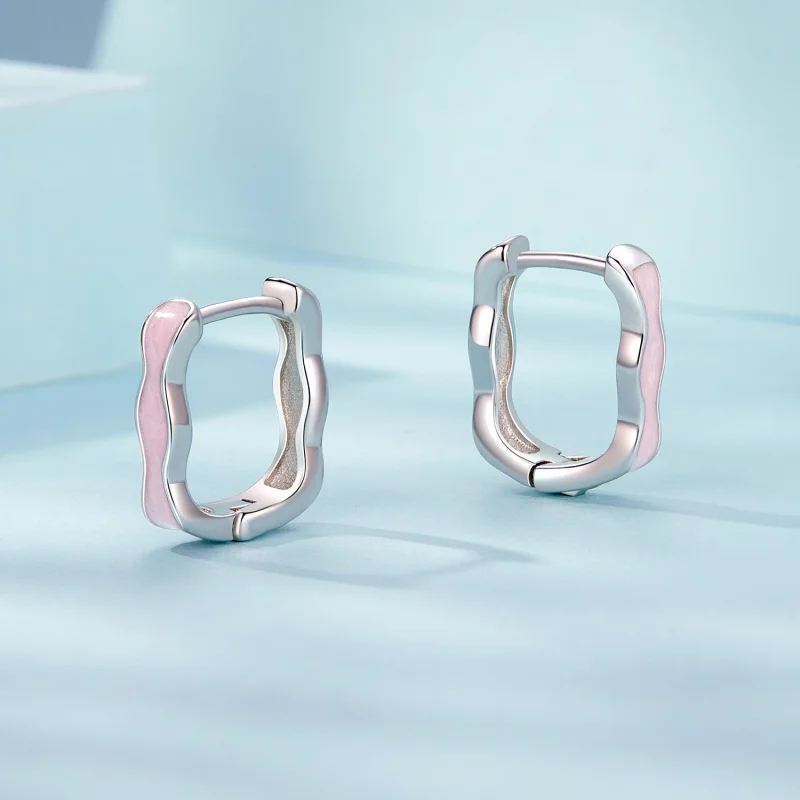 (изображение за) Розови квадратни обеци в стил PANDORA - SCE1709 - Преглед 3