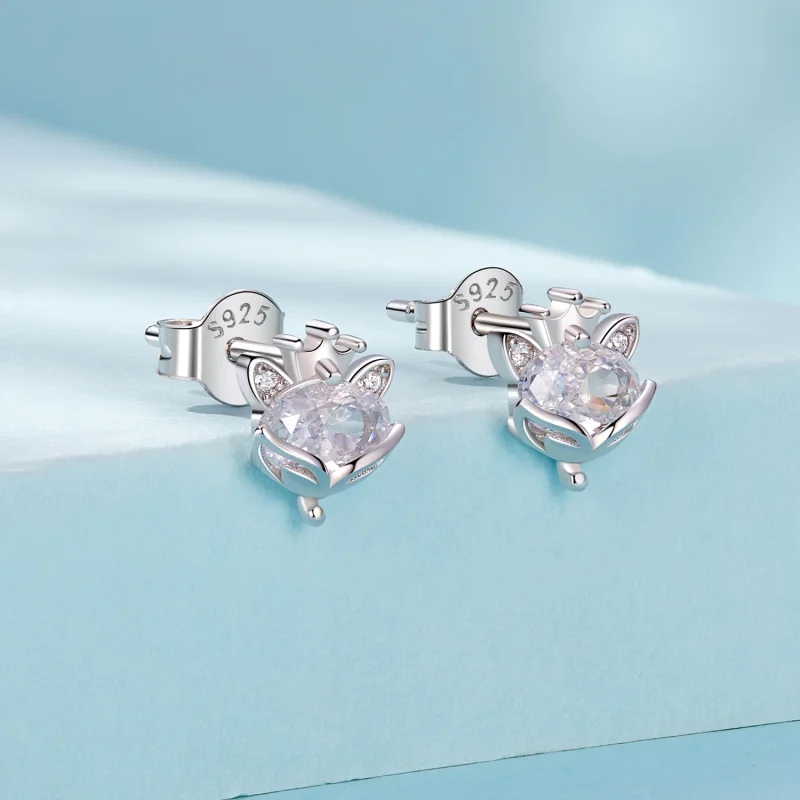 (изображение за) Обеци Princess Crown Fox в стил PANDORA - SCE1708 - Преглед 2