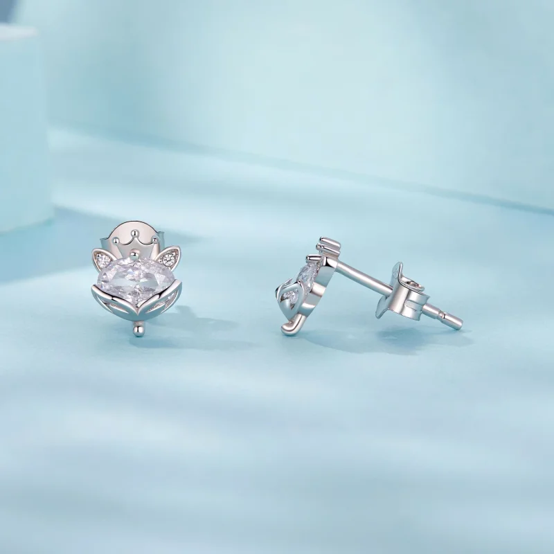 (изображение за) Обеци Princess Crown Fox в стил PANDORA - SCE1708 - Преглед 4