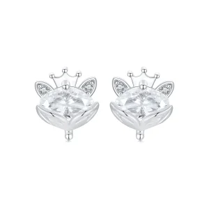 Обеци Princess Crown Fox в стил PANDORA - SCE1708 (изображение за) Обеци Princess Crown Fox в стил PANDORA - SCE1708