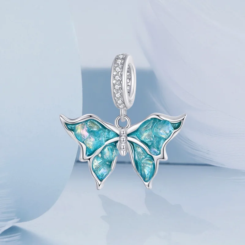 (изображение за) PANDORA Style Blue Morpho Pendant - BSC982 - Преглед 2