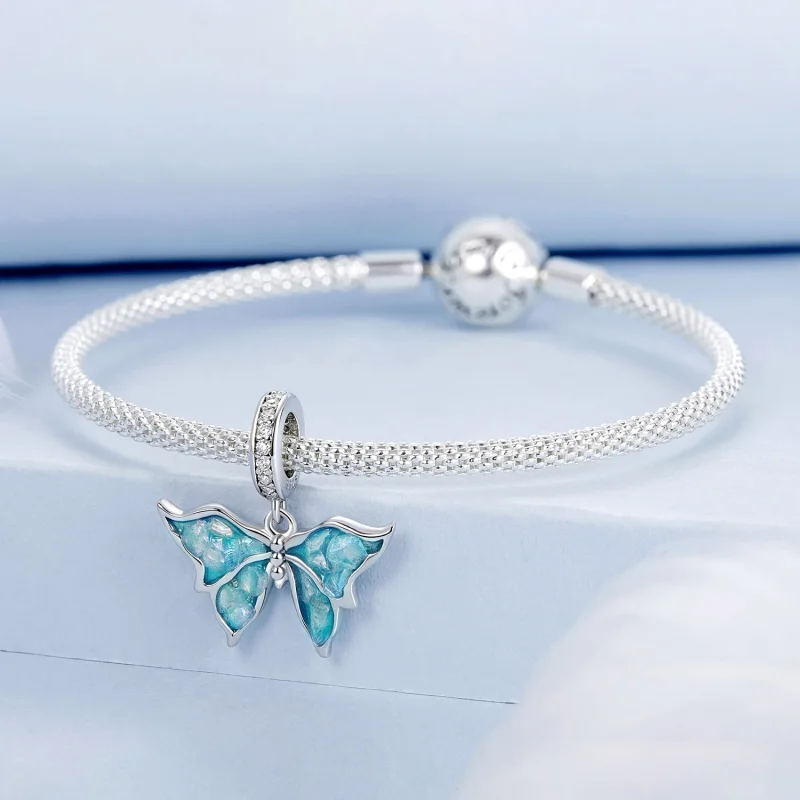 (изображение за) PANDORA Style Blue Morpho Pendant - BSC982 - Преглед 3