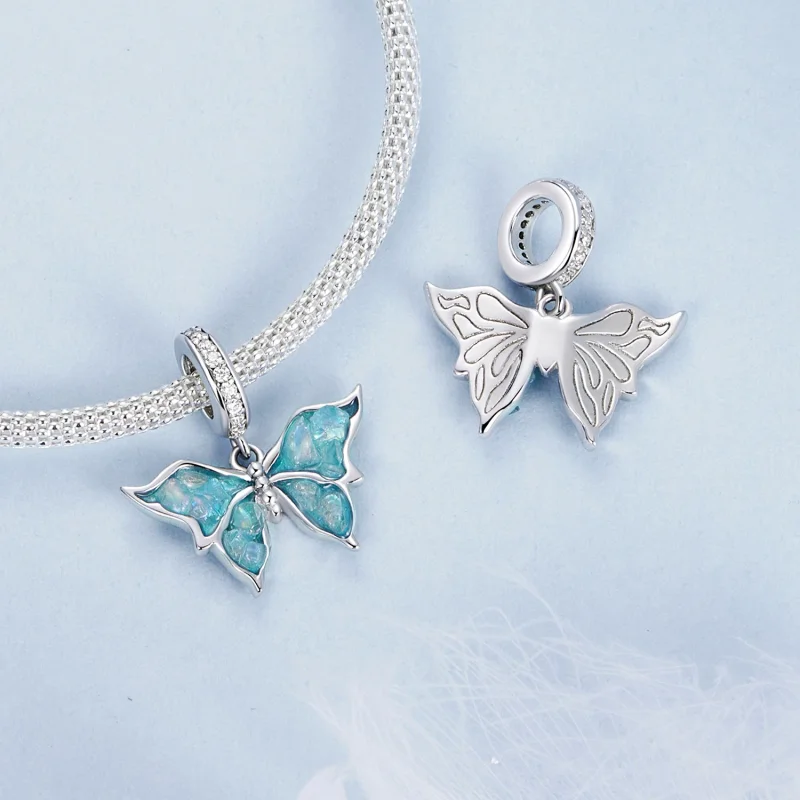 (изображение за) PANDORA Style Blue Morpho Pendant - BSC982 - Преглед 4