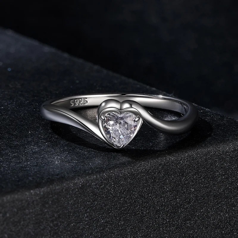 (изображение за) PANDORA Style Exquisite Love Moissanite пръстен (един сертификат) - MSR047 - Преглед 3