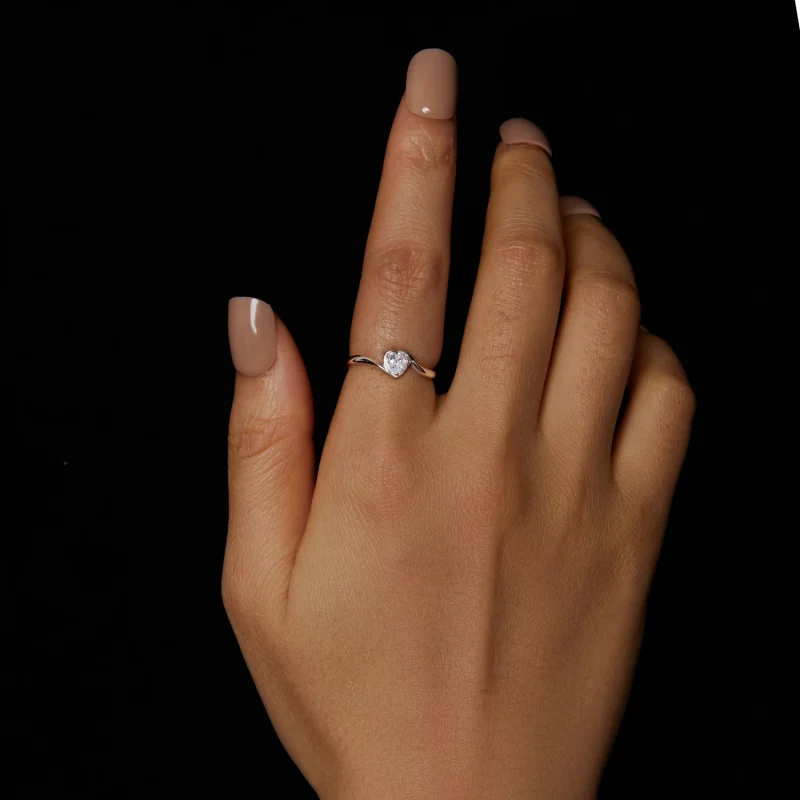 (изображение за) PANDORA Style Exquisite Love Moissanite пръстен (един сертификат) - MSR047 - Преглед 5