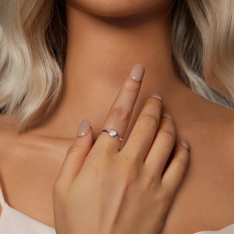 (изображение за) PANDORA Style Exquisite Love Moissanite пръстен (един сертификат) - MSR047 - Преглед 6