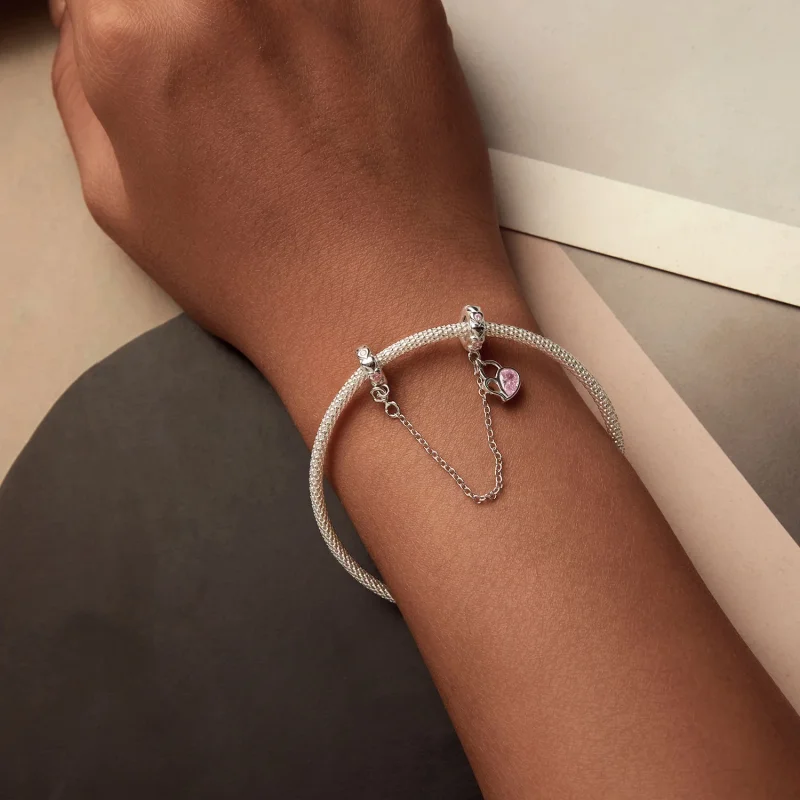 (изображение за) PANDORA Style Lover Heart Lock Безопасна верига - BSC975 - Преглед 5
