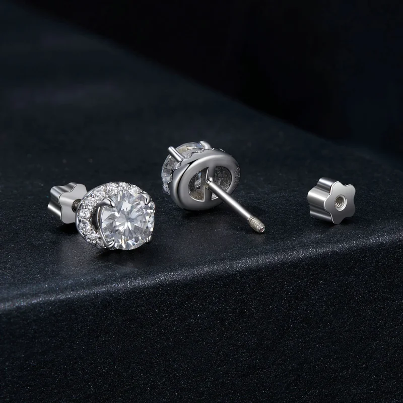 (изображение за) Обеци със звезден моасанит в стил PANDORA 0,5ct (два сертификата) - MSE054 - Преглед 2