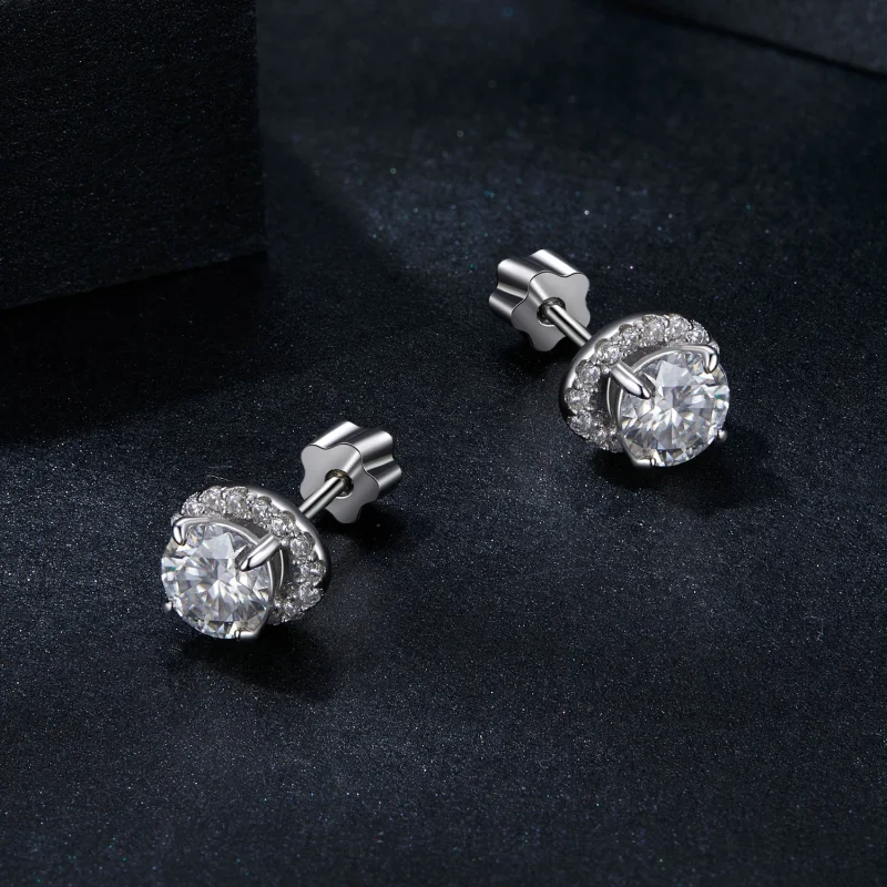 (изображение за) Обеци със звезден моасанит в стил PANDORA 0,5ct (два сертификата) - MSE054 - Преглед 3