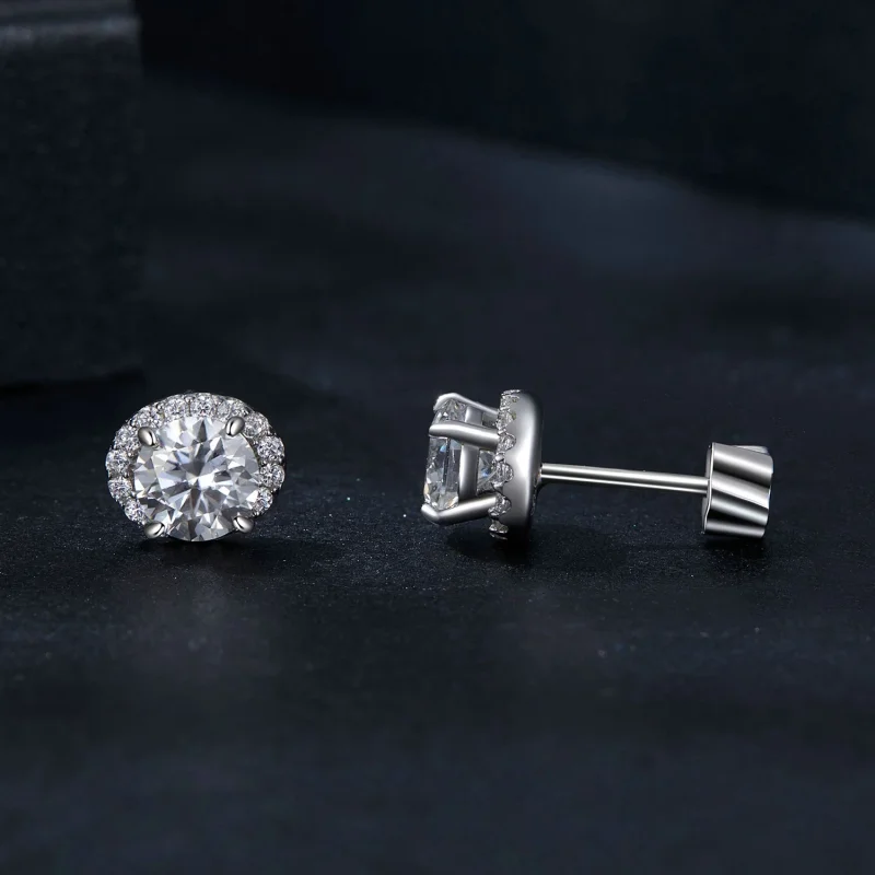 (изображение за) Обеци със звезден моасанит в стил PANDORA 0,5ct (два сертификата) - MSE054 - Преглед 4