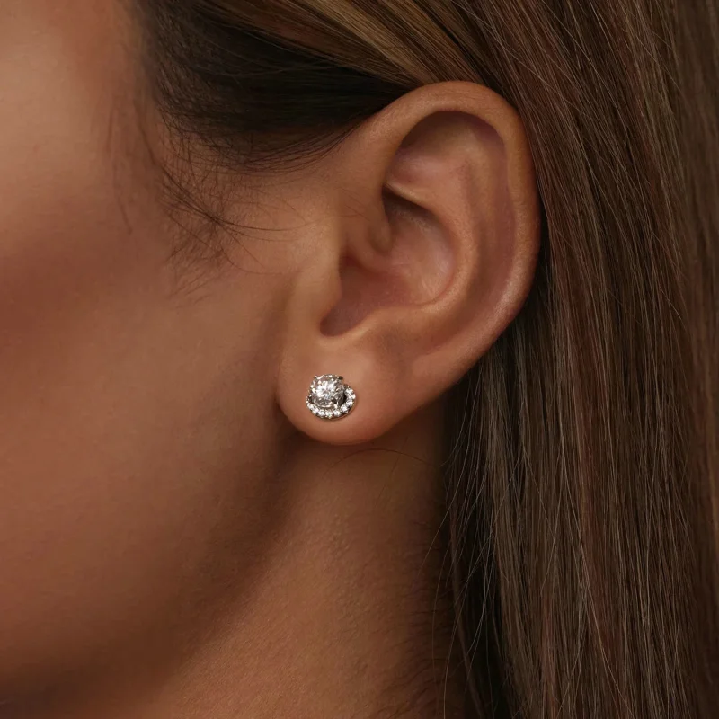 (изображение за) Обеци със звезден моасанит в стил PANDORA 0,5ct (два сертификата) - MSE054 - Преглед 5