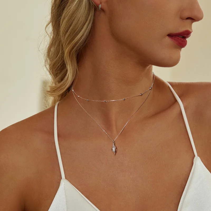 (изображение за) Колие от раковини в стил PANDORA - BSN387 - Преглед 6