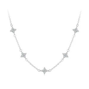 (изображение за) Колие с четирилистна детелина и звезда в стил PANDORA - BSN394
