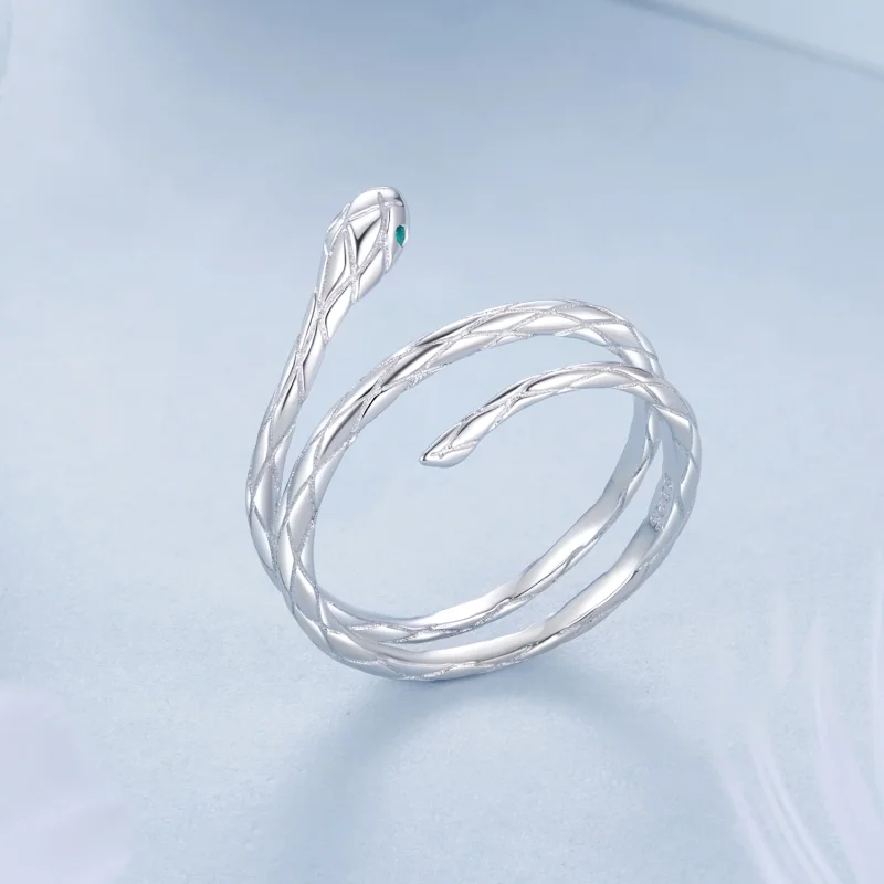 (изображение за) Отворен пръстен със змия в стил PANDORA - BSR555-E - Преглед 2