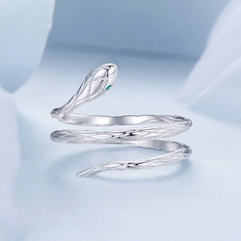 (изображение за) Отворен пръстен със змия в стил PANDORA - BSR555-E - Преглед 3