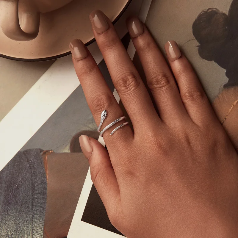 (изображение за) Отворен пръстен със змия в стил PANDORA - BSR555-E - Преглед 4