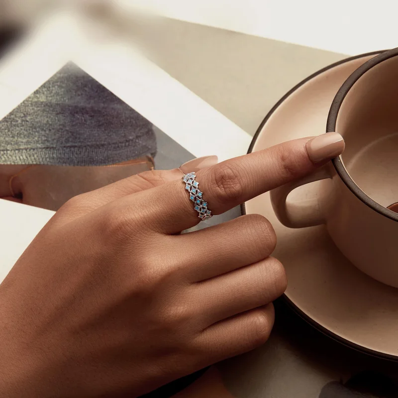 (изображение за) Пръстен с тюркоаз в стил PANDORA - BSR556 - Преглед 5
