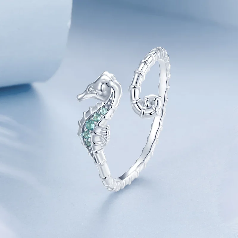 (изображение за) Отворен пръстен с морско конче в стил PANDORA - BSR559-E - Преглед 2