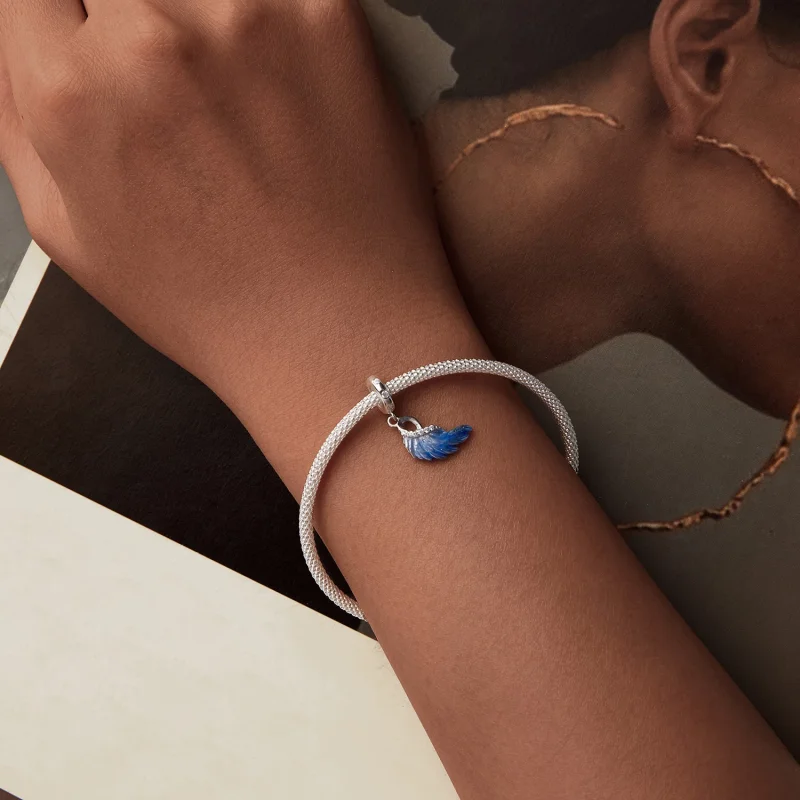 (изображение за) Двойна висулка със сини крила в стил PANDORA - SCC2781 - Преглед 3