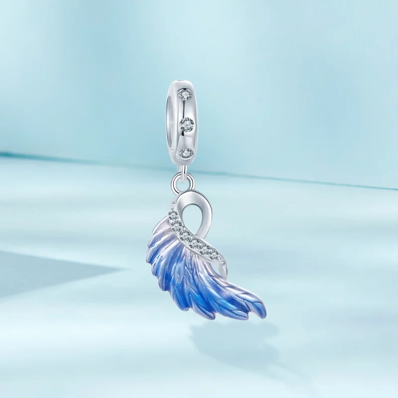 (изображение за) Двойна висулка със сини крила в стил PANDORA - SCC2781 - Преглед 6