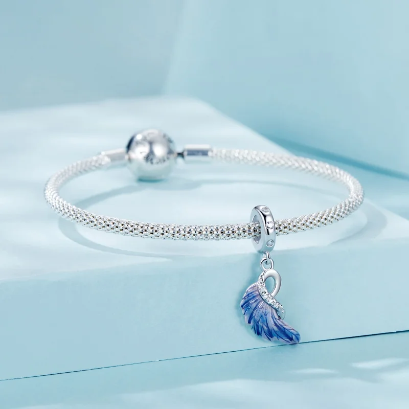 (изображение за) Двойна висулка със сини крила в стил PANDORA - SCC2781 - Преглед 7