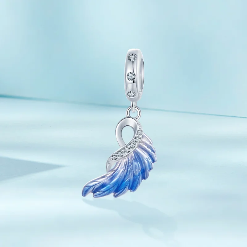 (изображение за) Двойна висулка със сини крила в стил PANDORA - SCC2781 - Преглед 8