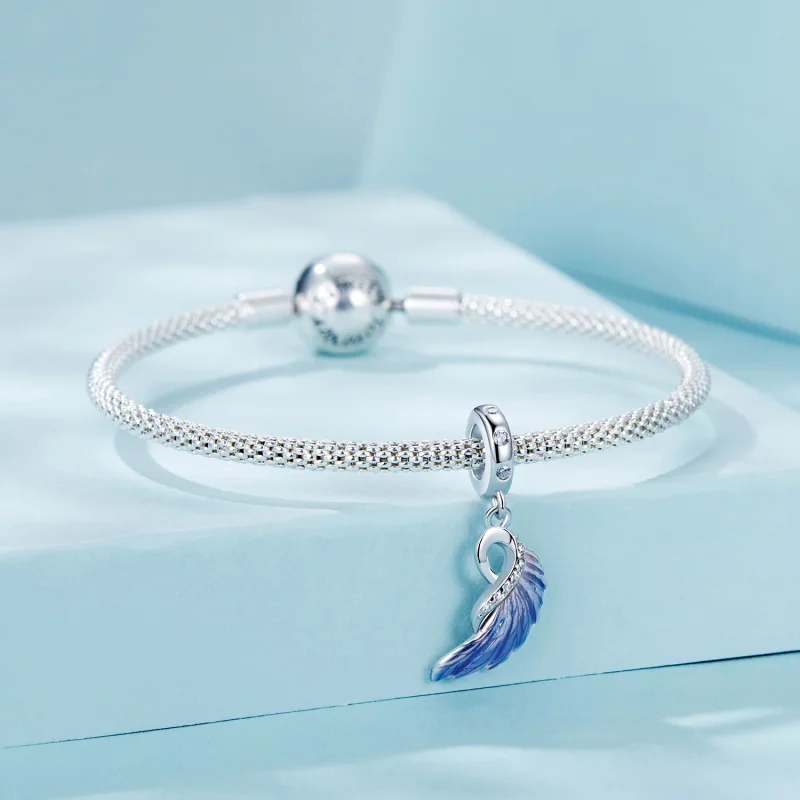 (изображение за) Двойна висулка със сини крила в стил PANDORA - SCC2781 - Преглед 9