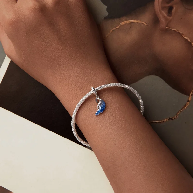 (изображение за) Двойна висулка със сини крила в стил PANDORA - SCC2781 - Преглед 11