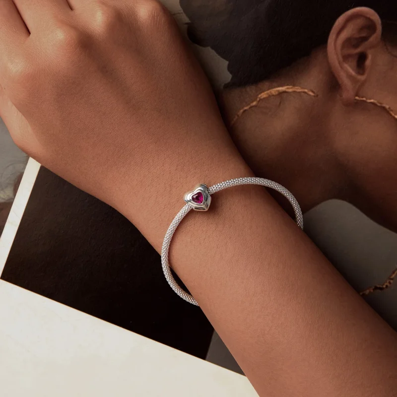 (изображение за) Талисман PANDORA Style Love Heart Classic Halo - SCC2776 - Преглед 6