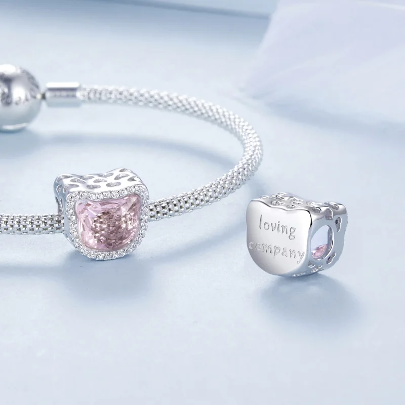 (изображение за) Талисман PANDORA Style Pink Cat - BSC1020 - Преглед 4