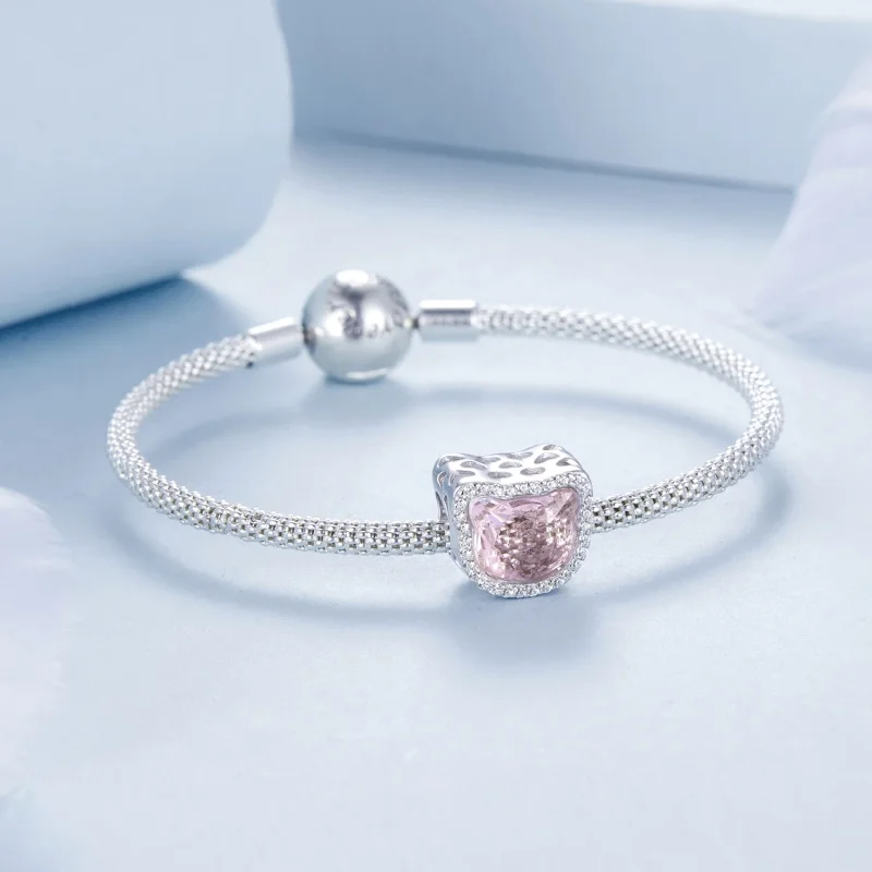(изображение за) Талисман PANDORA Style Pink Cat - BSC1020 - Преглед 5