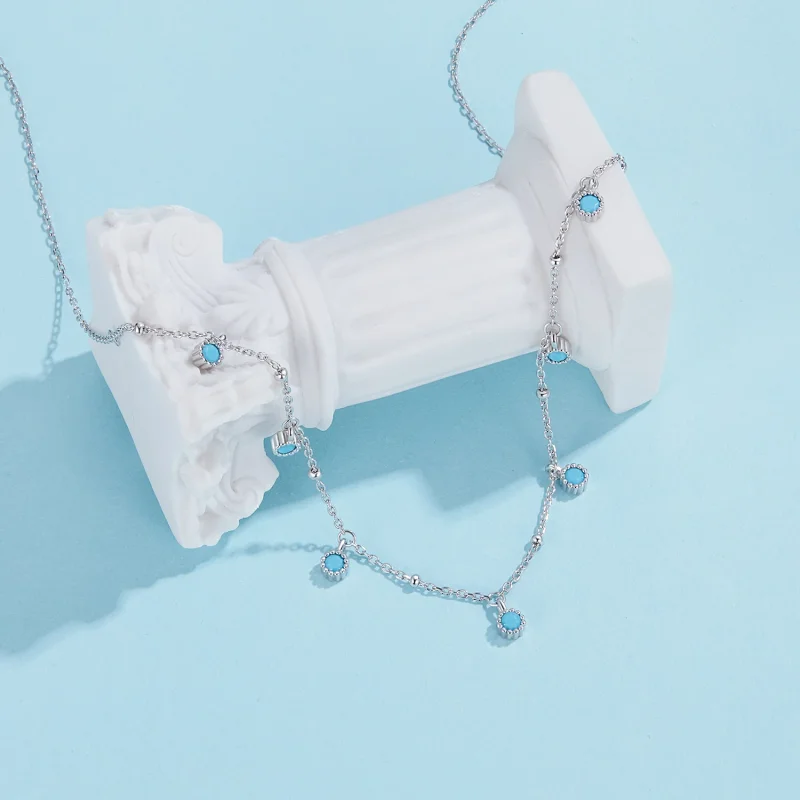 (изображение за) Колие PANDORA Style Turquoise - BSN388 - Преглед 2